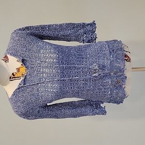 Christopher & Banks blue sweater with lace trim.  Size Small 3/4 lenght sleeves